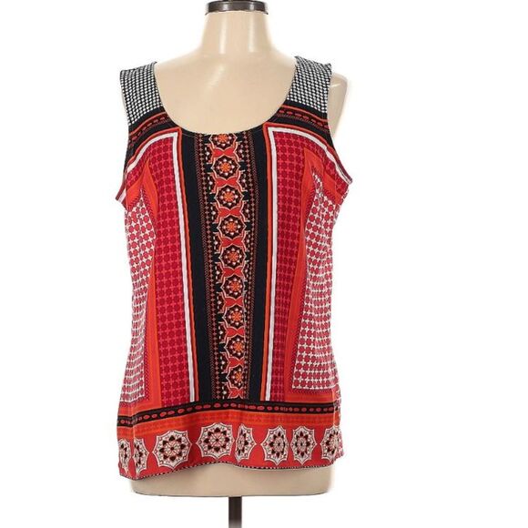 Women's Red Patterned Sleeveless Top - Picture 1 of 4